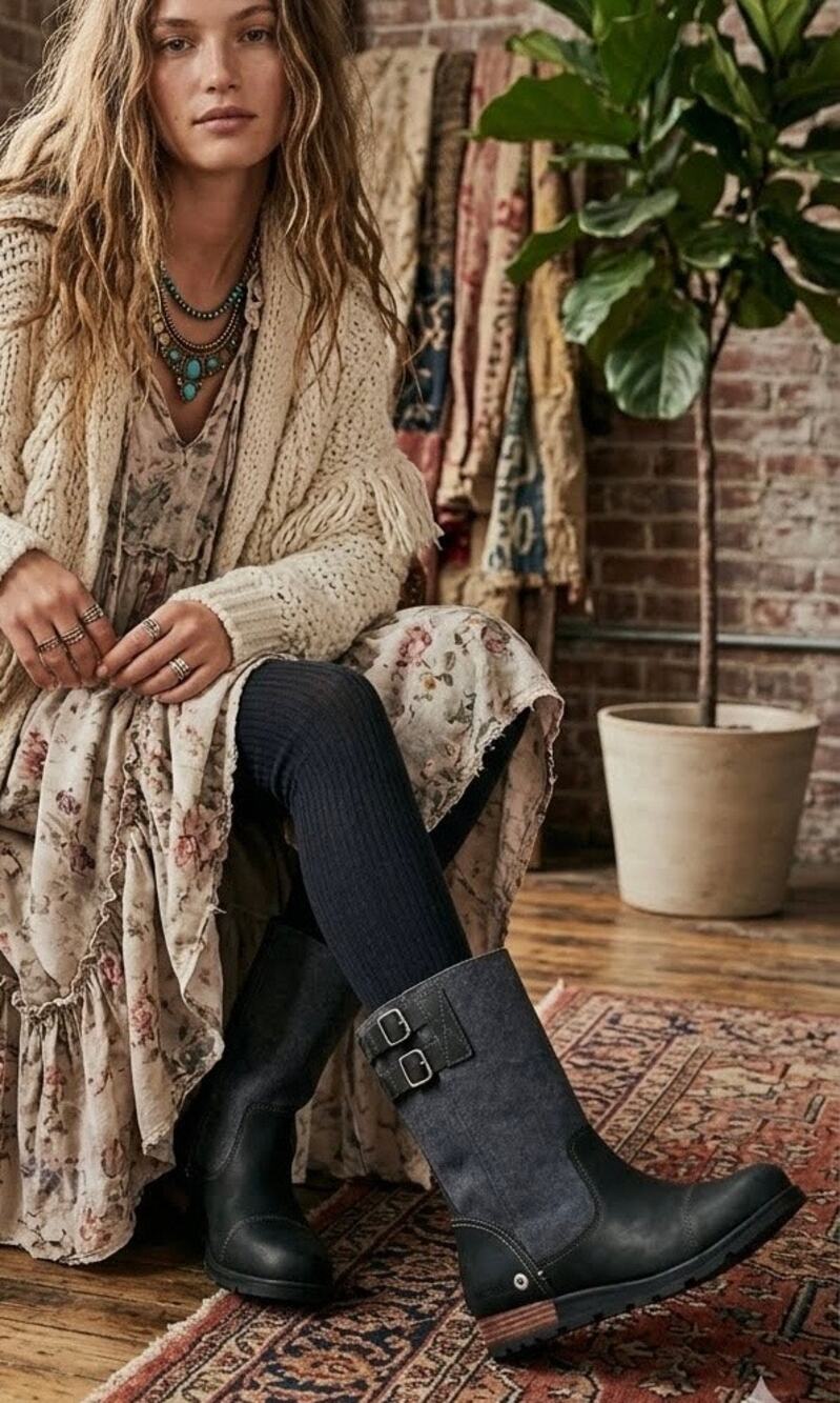Sorel Major Pull-On Grill/Quarry Leather Buckle Wedge Boot 9 NWOT